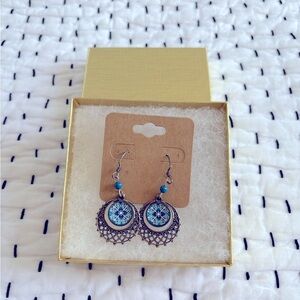 silver and blue dangle earrings